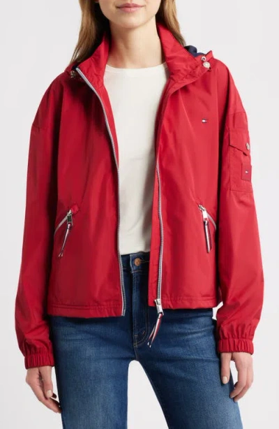 Tommy Hilfiger Hooded Windbreaker Jacket In Red
