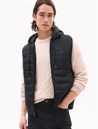 Tommy Hilfiger Hooded Zip Puffer Vest In Black