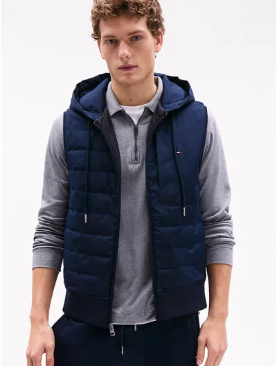 Tommy Hilfiger Hooded Zip Puffer Vest In Navy