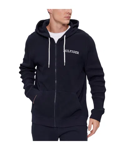 Tommy Hilfiger Hooded Zipper Hoodie In Black