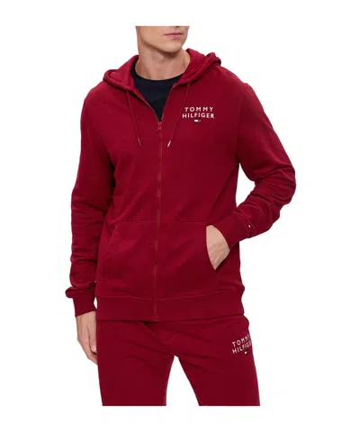 Tommy Hilfiger Hooded Zipper Hoodie In Red