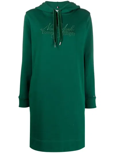 Tommy Hilfiger Hoodie Cotton Dress In Green