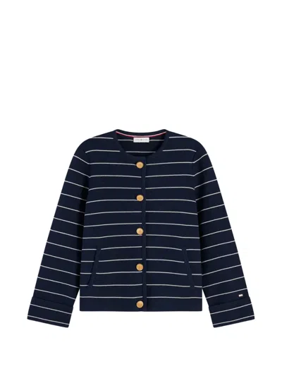 Tommy Hilfiger Horizontal-stripe Button-up Cardigan In Blue