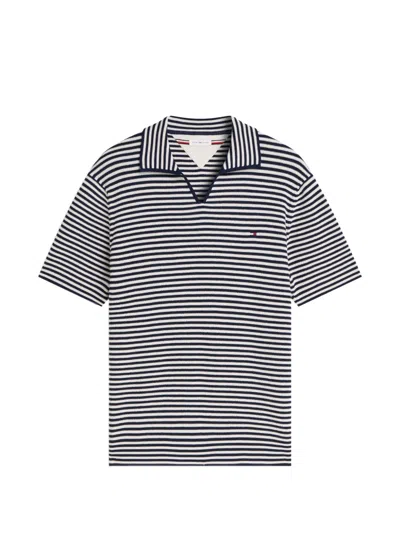 Tommy Hilfiger Horizontal-stripe Logo-detail T-shirt In Blue