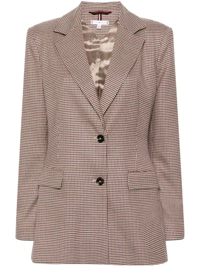 Tommy Hilfiger Houndstooth-pattern Single-breasted Blazer In Neutrals