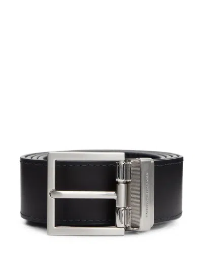 Tommy Hilfiger Hudson Reversible Leather Belt In Black