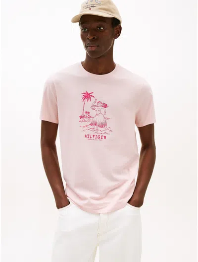 Tommy Hilfiger Hula Girl Graphic T In Pink