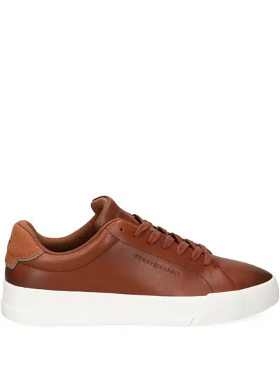 Tommy Hilfiger Iconic Leather Sneakers In Brown