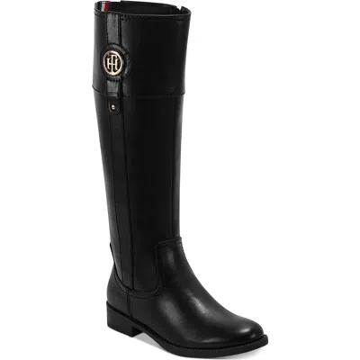Tommy Hilfiger Imina Womens Faux Leather Knee-high Riding Boots In Black