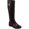 Tommy Hilfiger Imina Womens Faux Leather Wide Calf Riding Boots In Brown