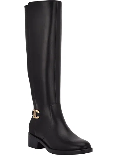 Tommy Hilfiger Imizza Womens Faux Leather Tall Knee-high Boots In Black