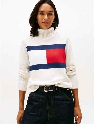 Tommy Hilfiger Intarsia Flag Logo Turtleneck Sweater