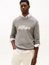 Tommy Hilfiger Intarsia Hilfiger Script Logo Sweater In Gray