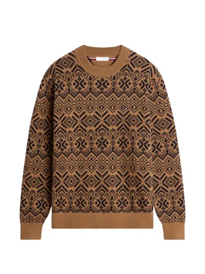 Tommy Hilfiger Intarsia-knit Sweater In Brown