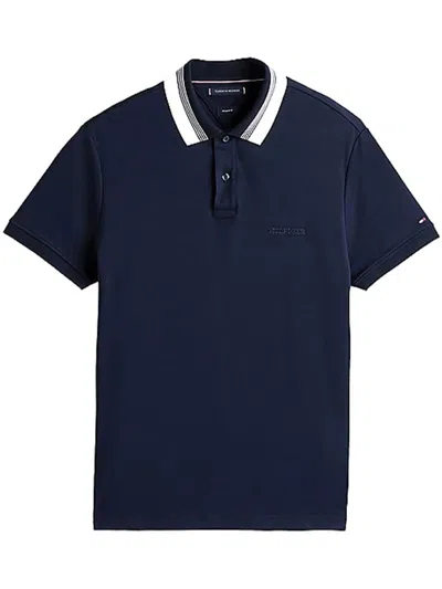 Tommy Hilfiger Interlock Collar Detail Polo Clothing In Black