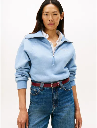 Tommy Hilfiger Interlock Fleece Quarter In Blue