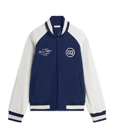 Tommy Hilfiger Interlock Knit Colour-blocked Relaxed Bomber Jacket In Multi