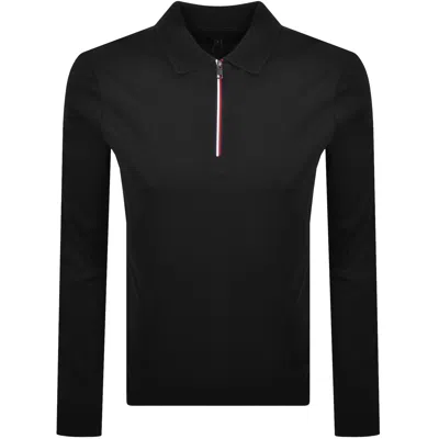 Tommy Hilfiger Interlock Zip Polo T Shirt Black