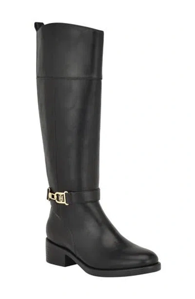 Tommy Hilfiger Ionni Knee High Riding Boot In Black