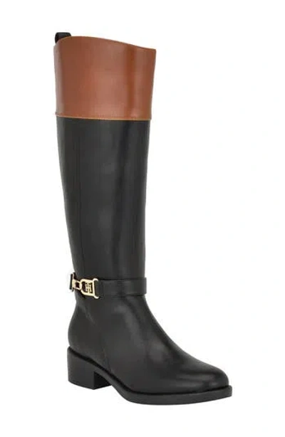 Tommy Hilfiger Ionni Knee High Riding Boot In Black