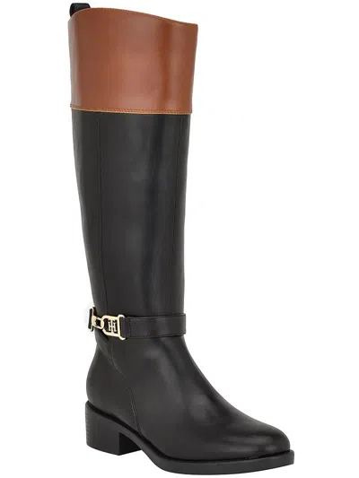 Tommy Hilfiger Ionni Womens Almond Toe Tall Knee-high Boots In Black