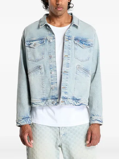 Tommy Hilfiger Isaac Button-fastening Flap-pocket Denim Jacket In Blue