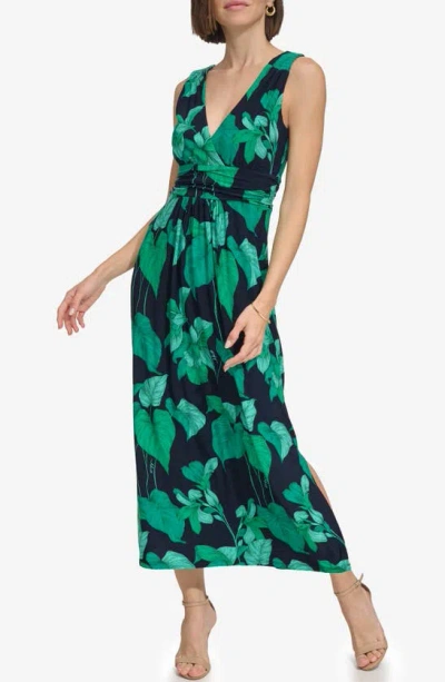 Tommy Hilfiger Island Orchid Jersey Maxi Dress In Sky Captain Multi