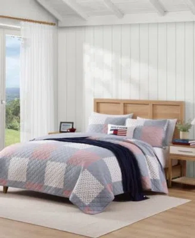 Tommy Hilfiger Ithaca Americana Patchwork Cotton Reversible Quilt Sets In Gray