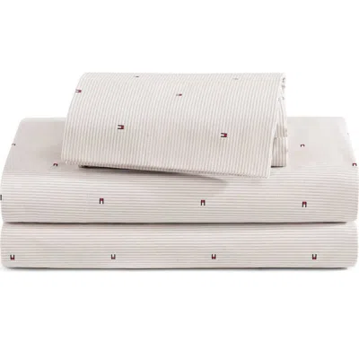 Tommy Hilfiger Ithaca Flag Stripe Cotton Percale Sheet Set In White
