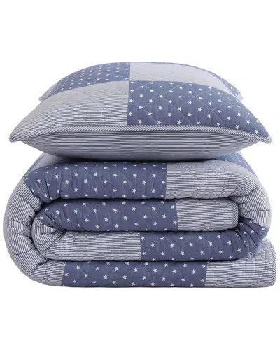 Tommy Hilfiger Ithaca Stargaze Stripe Cotton Quilt Set In Blue