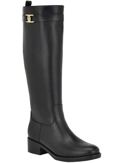 Tommy Hilfiger Iviann Womens Faux Leather Tall Knee-high Boots In Black