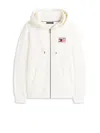 Tommy Hilfiger Embroidered Monotype Logo Zip Hoodie In Neutral