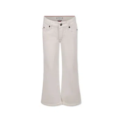 Tommy Hilfiger Kids' Ivory Jeans For Girl With Logo