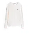 Tommy Hilfiger Ivory Knit With Two-tone Striped Cuffs In White