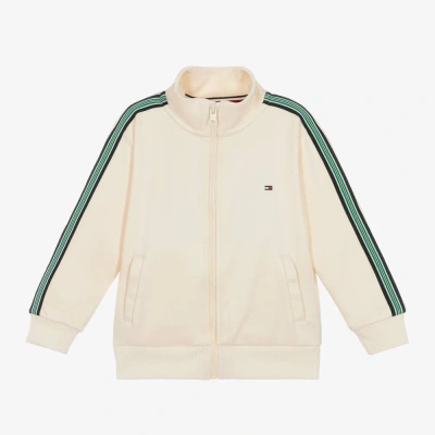 Tommy Hilfiger Ivory Striped Tape Zip-up Top