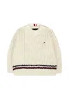 Tommy Hilfiger Ivory Sweater For Baby Boy With Flag In Neutral