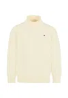 Tommy Hilfiger Ivory Turtleneck For Boy With Flag In White
