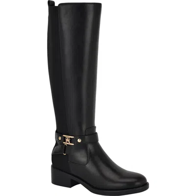 Tommy Hilfiger Iyla Knee High Riding Boot In Black