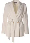 Tommy Hilfiger Jackets Vis Blend Belted Db Blazer In Bianco