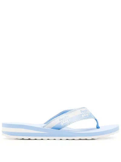 Tommy Hilfiger Jacquard-logo Flip Flops In Blue