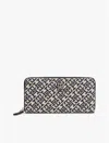 Tommy Hilfiger Jacquard Monogram Logo Large Zip Wallet In Black