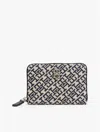 Tommy Hilfiger Jacquard Monogram Logo Medium Zip Wallet In Blue