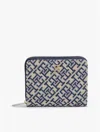Tommy Hilfiger Jacquard Monogram Medium Zip Wallet In Blue Mono
