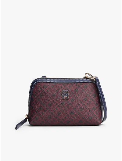 Tommy Hilfiger Jacquard Monogram Mini Crossbody Bag In Blue