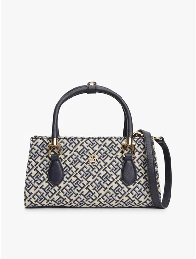 Tommy Hilfiger Jacquard Monogram Mini Satchel Bag In Blue Mono