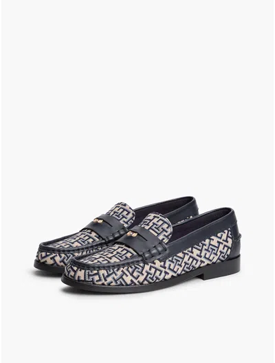Tommy Hilfiger Jacquard Monogram Penny Loafer In Animal Print