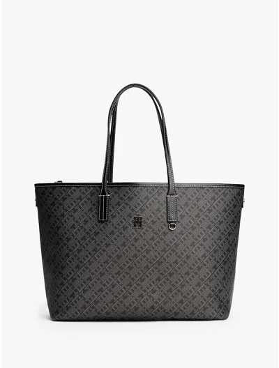 Tommy Hilfiger Jacquard Monogram Tote Bag In Black