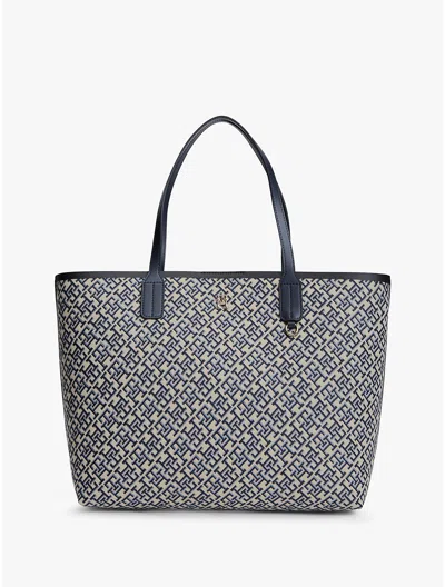 Tommy Hilfiger Jacquard Monogram Tote Bag In Blue Mono