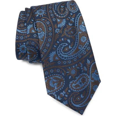 Tommy Hilfiger James Paisley Tie In Navy/ Brown