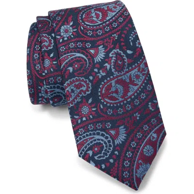 Tommy Hilfiger James Paisley Tie In Navy/ Red